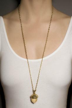 Brass Acorn Charm On Necklace | Oak Meadow Bookstore