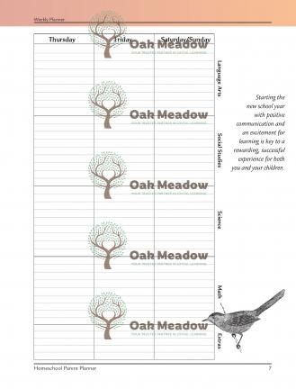 Planning Worksheet - Homeschool Parent Planner | Oak Meadow Bookstore