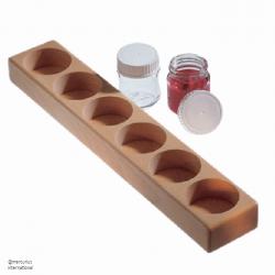 Wooden holder for 6 glass paint jars - Mercurius International | Oak Meadow Bookstore