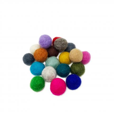 Felt Beads, 2 cm, assorted colors